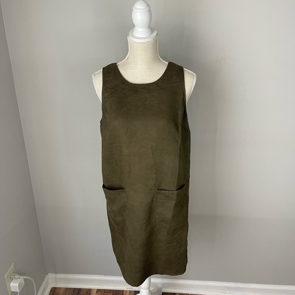 Gianni Bini GB Green Faux Suede Shift Dress